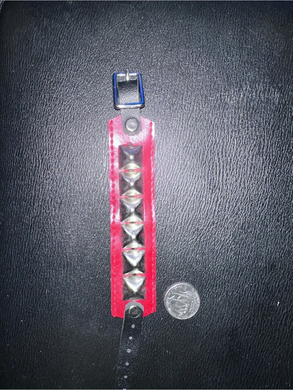 Ov Lvst Red Leather Pyramid Studded Cuff Bracelet NWT Punk Goth Streetwear